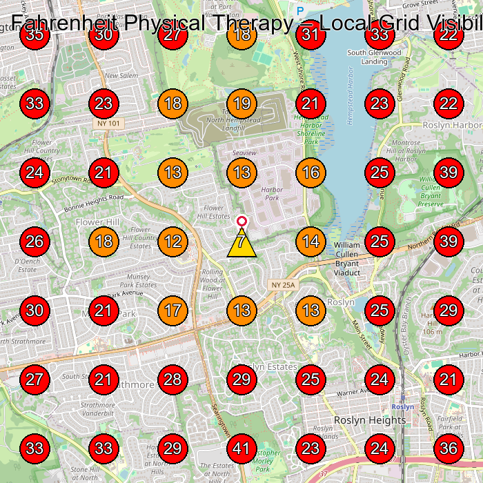 Fahrenheit Physical Therapy GeoGrid visibility map for Physical Therapy Clinic in Manhasset